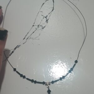 Handmade Delicate Black Beaded Pendant Necklace - Women Jewelry